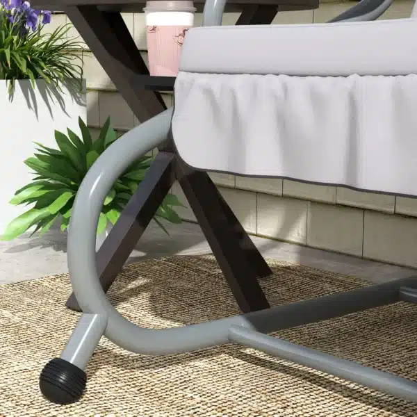 Balancín de Jardín Exterior de 3 Plazas Convertible en Cama con Toldo Ajustable y 2 Almohadas Carga 340 kg Gris 4.6 - Imagen 4
