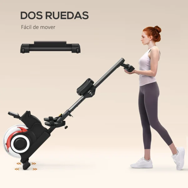 Máquina de Remo para Casa Plegable con 6 Niveles de Resistencia al Agua Pantalla LCD Ruedas Negro - Imagen 6