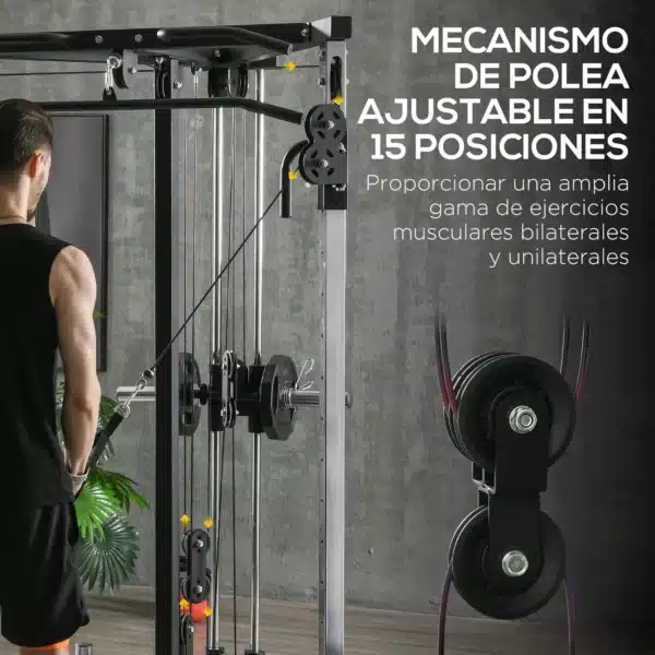 Máquina de Multiestación Musculación Entrenamiento Carga 120 kg 170x139x200 cm Negro - Imagen 7