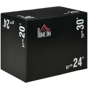 Cajón de Salto 3 en 1 con Cremallera y 3 Alturas Diferentes Carga 120 kg para Casa Oficina Gimnasia 75x51x61 cm Negro