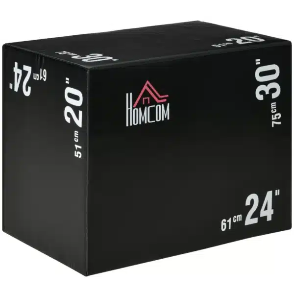 Cajón de Salto 3 en 1 con Cremallera y 3 Alturas Diferentes Carga 120 kg para Casa Oficina Gimnasia 75x51x61 cm Negro