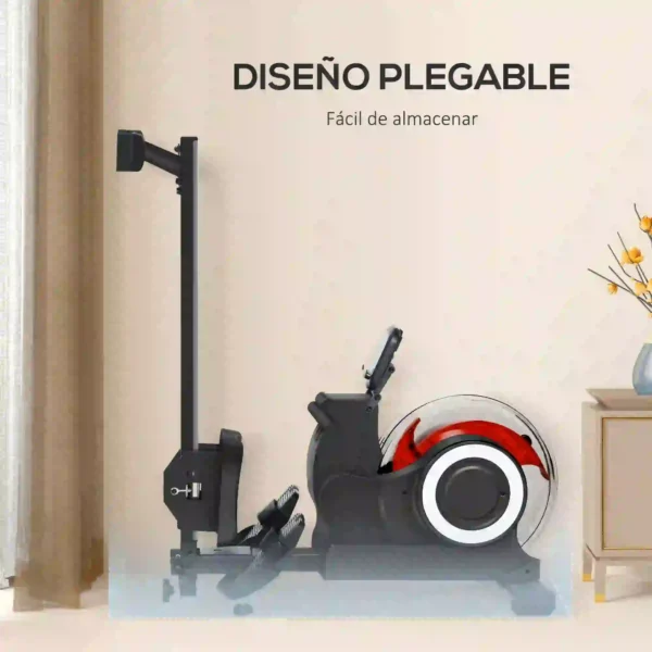 Máquina de Remo para Casa Plegable con 6 Niveles de Resistencia al Agua Pantalla LCD Ruedas Negro - Imagen 4
