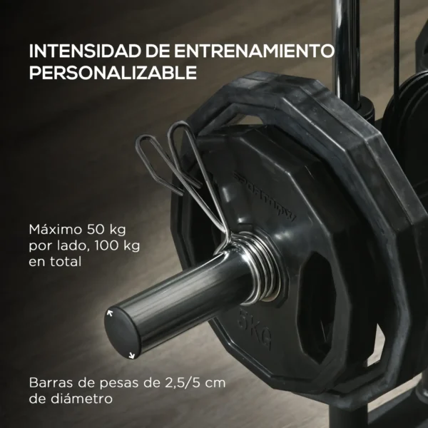 Máquina de Multiestación Musculación Entrenamiento Carga 120 kg 170x139x200 cm Negro - Imagen 6
