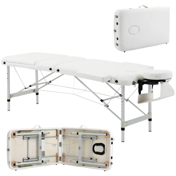 Camilla Masajes Portátil Plegable y Profesional en Aluminio blanco 215x60x61-84cm - Imagen 3
