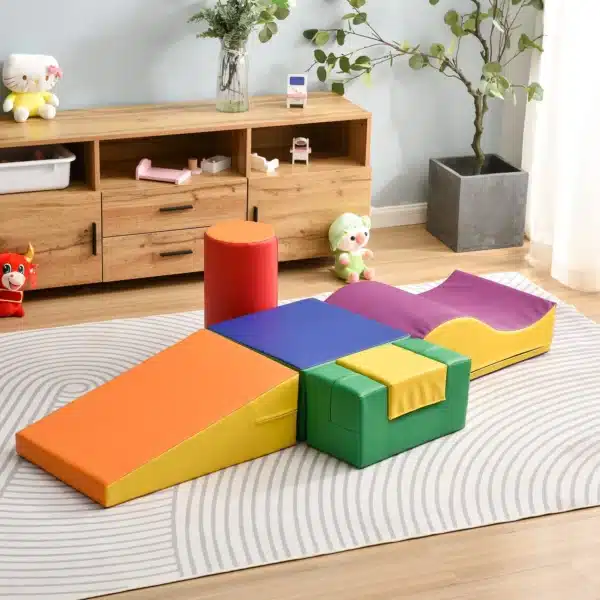 Set de 6 Grandes Bloques de Construcción para Jugar y Trepar con Escalera y Tobogán Adecuado para Niños en Edad Preescolar y Bebés Bloques Suaves y Coloridos - Imagen 10
