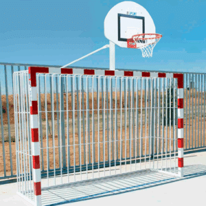 Juego de porterias antivandalicas con canasta de basket