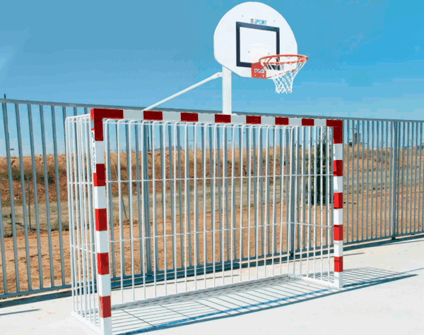 Juego de porterias antivandalicas con canasta de basket