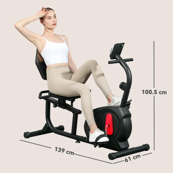 Bicicleta Estática en Casa Silenciosa con Resistencia Magnética Ajustable y Pantalla LCD 103-139x61x100,5 cm Negro CON RESPALDO - Imagen 10