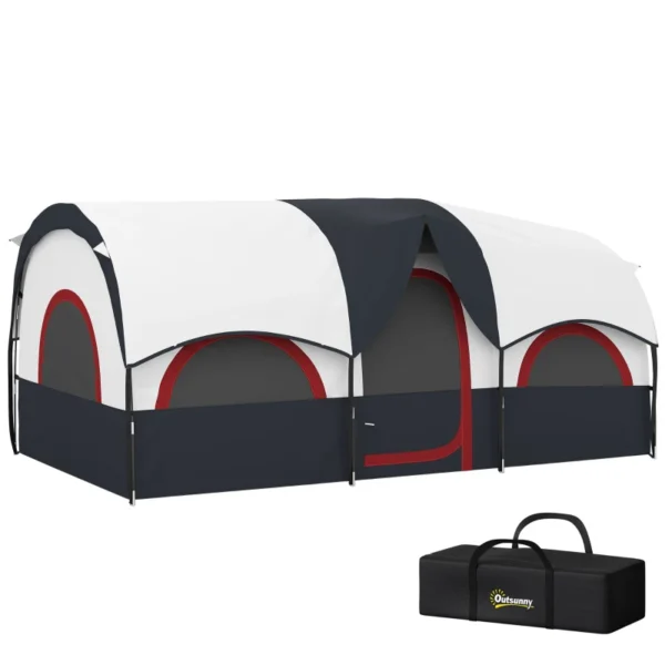 Tienda de Campaña Familiar para 4-6 Personas Impermeable con Dormitorios Independientes 435x251x195 cm Gris y Blanco - Imagen 12