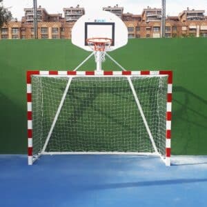 Juego de porterías de balonmano con canasta de baloncesto