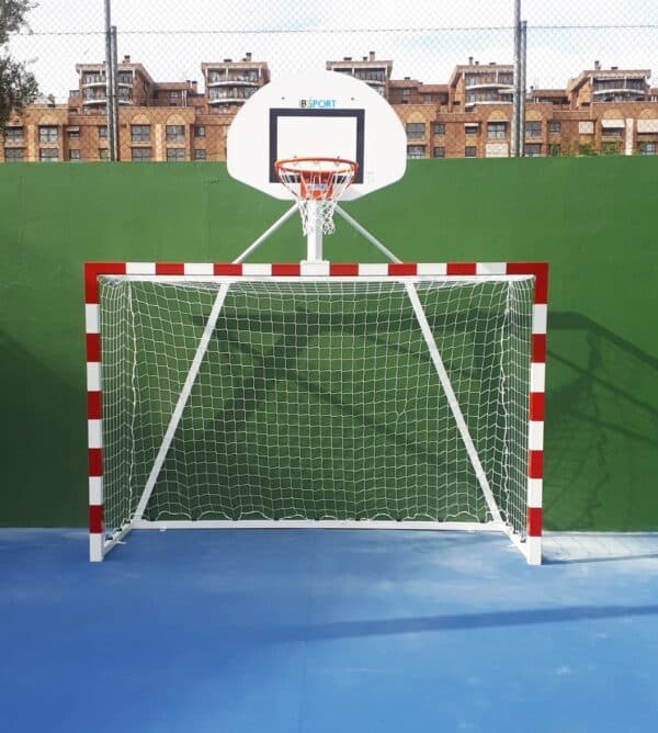 Juego de porterías de balonmano con canasta de baloncesto