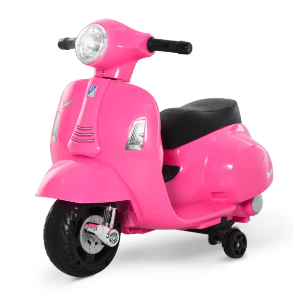 Moto Eléctrica Vespa para Niños de 18-36 Meses Moto de Batería 6V con Faro Bocina y 4 Ruedas 66,5x38x52 cm Rosa - Imagen 2