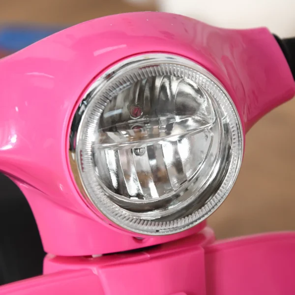 Moto Eléctrica Vespa para Niños de 18-36 Meses Moto de Batería 6V con Faro Bocina y 4 Ruedas 66,5x38x52 cm Rosa - Imagen 4