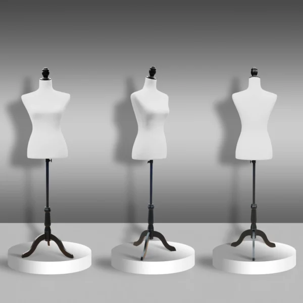 Maniquí de Costura Femenino Maniquí de Costura Ajustable a 130-168 cm con Trípode de Madera para Fotografía de Moda Exposición de Prendas Blanco - Imagen 4
