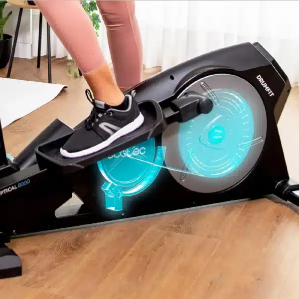 Drumfit Elliptical 8000 Magno Bicicleta elíptica de resistencia magnética con 8 niveles ajustables manualmente. 8 kg de volante de inercia. 38 cm de zancada. Pulsómetro. Pantalla LCD. Soporte para dispositivos. Peso máximo de 110 kg y altura máxima 190 cm. - Imagen 3