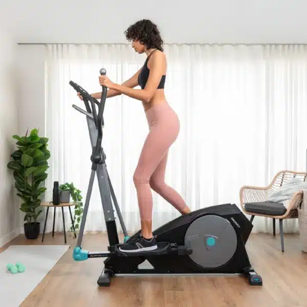 Drumfit Elliptical 8000 Magno Bicicleta elíptica de resistencia magnética con 8 niveles ajustables manualmente. 8 kg de volante de inercia. 38 cm de zancada. Pulsómetro. Pantalla LCD. Soporte para dispositivos. Peso máximo de 110 kg y altura máxima 190 cm. - Imagen 2