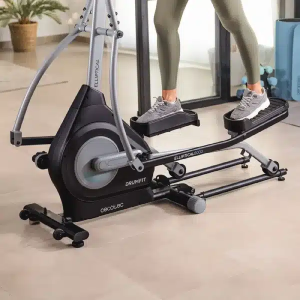 Drumfit Elliptical 8000 Motor Pro Bicicleta elíptica de resistencia magnética regulable a motor. APP. Plegable. Pantalla LCD con soporte para dispositivos. Volante de inercia 8 kg. Pulsómetro. Zancada 40 cm. Peso máximo de 110 kg y altura máxima 190 cm. - Imagen 2