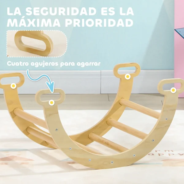Arco de Escalada para Niños de 18-48 Meses Balancín para Bebés Carga 50 kg 68x42x36 cm Natural - Imagen 6