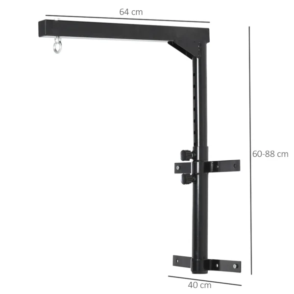 Soporte de Pared para Saco de Boxeo Regulable 57 A 81CM Soporte de Pared para Saco de Boxeo con Gancho Bolsa Pesada MMA Tubo Robusto de Acero Carga Máx. 100 kg Negro - Imagen 9