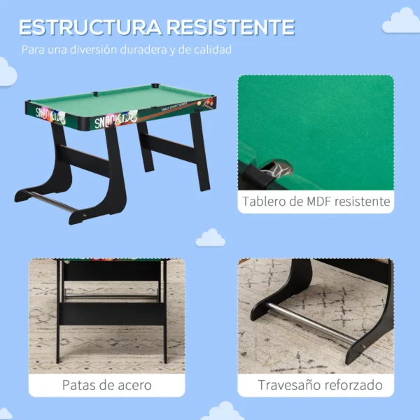 Mesa Multijuegos para Niños de +7 Años 6 en 1 Plegable Billar Futbolín Ping-Pong 118x104x71 cm Multicolor - Imagen 3