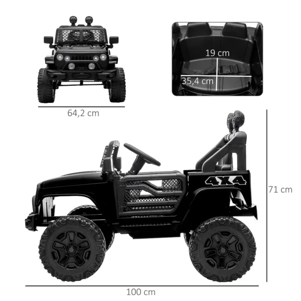 Coche eléctrico 4x4 para niños 12V con control remoto, luces y claxon - 3-6 años - negro - Imagen 6