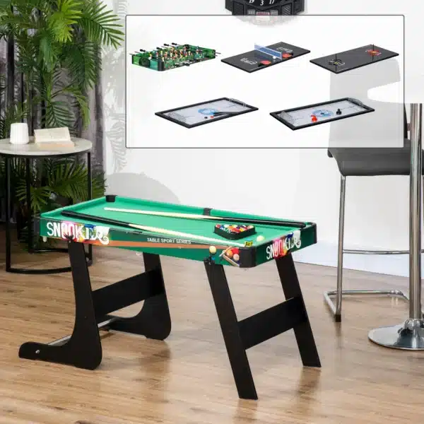 Mesa Multijuegos para Niños de +7 Años 6 en 1 Plegable Billar Futbolín Ping-Pong 118x104x71 cm Multicolor - Imagen 9