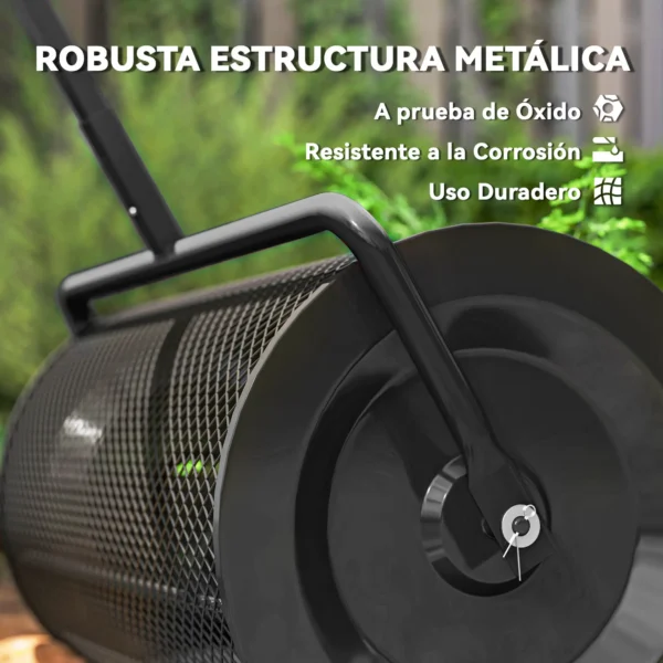 Esparcidor de Compost con Cesto de 75L Mango Ajustable y Diseño Resistente para Jardinería y Césped 70x40x112 cm Negro - Imagen 6