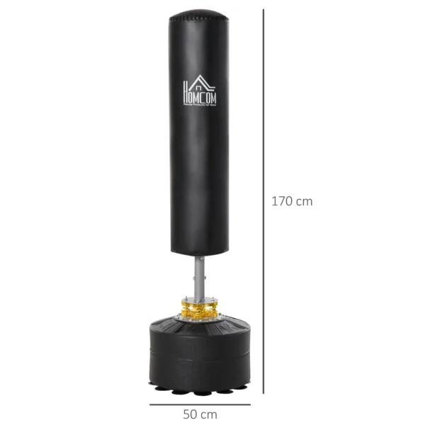 Saco de Boxeo de Pie para Adultos 170cm Altura Ajustable en 3 Niveles Punching Ball con Base Negro - Imagen 8