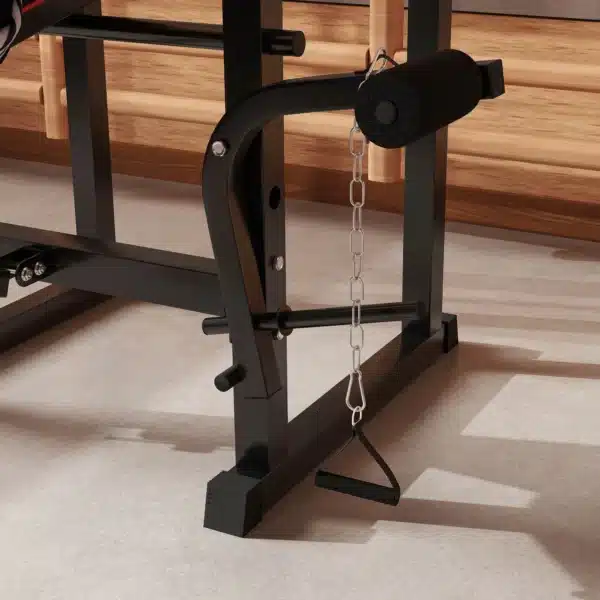 Banco de Pesas con Soportes para Barra y Respaldo Ajustable para Entrenamiento Completos de Cuerpo Negro - Imagen 4
