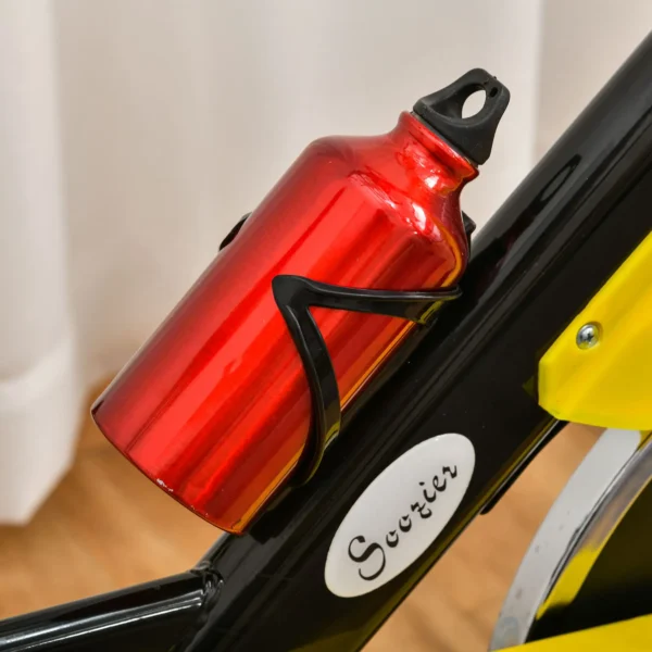 Bici Estática Bicicleta de Fitness con Resistencia Regulable Pantalla LCD Ruedas Manillar y Asiento Ajustable Amarillo - Imagen 3