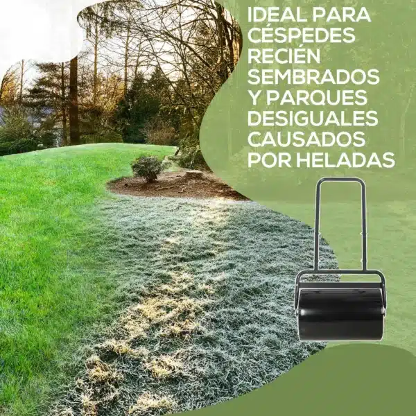 Rodillo para Césped de 38L Relleno de Arena o Agua con Mango en U para Jardín Granja Negro - Imagen 8