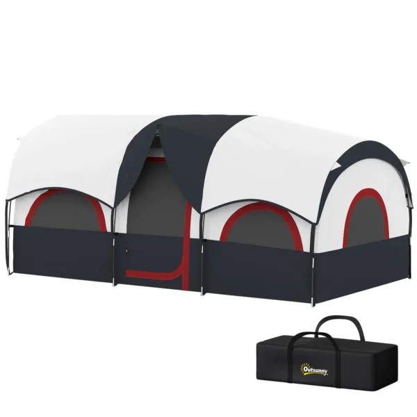 Tienda de Campaña Familiar para 4-6 Personas Impermeable con Dormitorios Independientes 435x251x195 cm Gris y Blanco