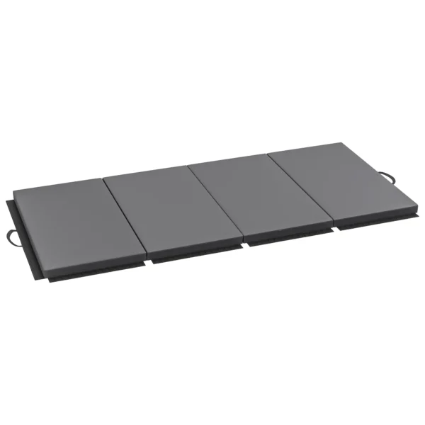 Tapete de gimnasia yoga pilates fitness plegable en 4 con asas revestimiento sintético 180 x 80 x 5 cm gris - Imagen 2