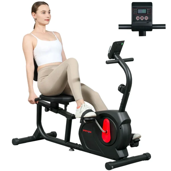 Bicicleta Estática en Casa Silenciosa con Resistencia Magnética Ajustable y Pantalla LCD 103-139x61x100,5 cm Negro CON RESPALDO - Imagen 3