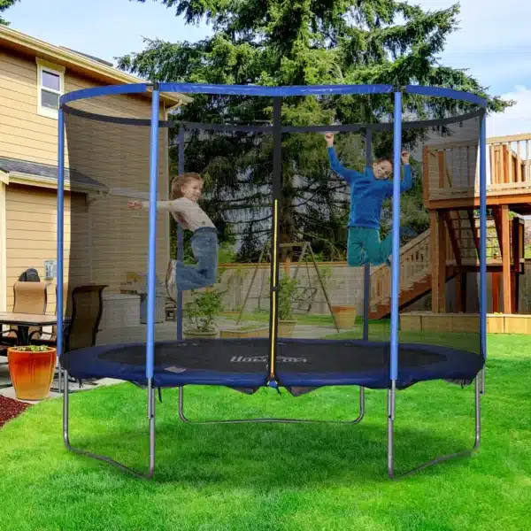 Cama Elástica con Red de Seguridad Trampolín de Jardín para Uso en Interiores y Exteriores Trampolín Fitness para Niños y Adultos de Acero Azul y Negro hasta 113,6 kg Ø305 x 248H cm - Imagen 5