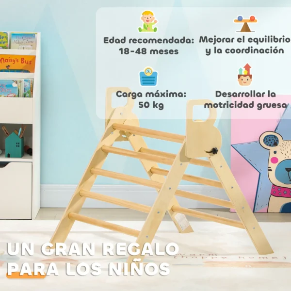 Escalada para Niños de 18-48 Meses para Cultivar Habilidades de Equilibrio y Coordinación 82x66x71 cm Natural - Imagen 5