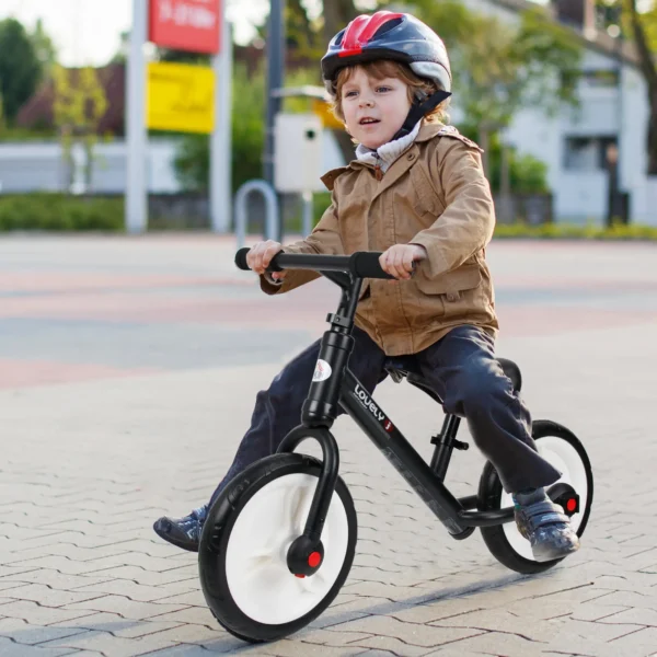 Bicicleta de Equilibrio con Pedales y Ruedas Entrenamiento Extraíbles de Asiento Regulable 33-38cm Niños +24 Meses Carga 25kg Negro - Imagen 9