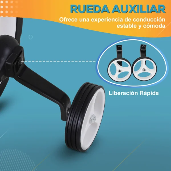 Bicicleta de Equilibrio con Pedales y Ruedas Entrenamiento Extraíbles de Asiento Regulable 33-38cm Niños +24 Meses Carga 25kg Negro - Imagen 6