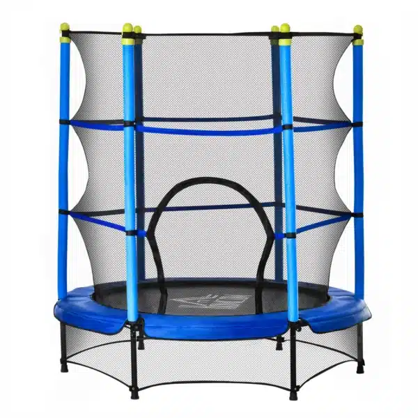 Cama Elástica Infantil Ø140x160 cm Trampolín para Niños de +3 Años con Red de Seguridad y Marco de Acero para Interior y Exterior Azul