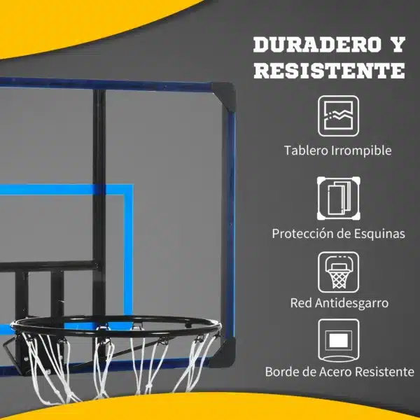 Canasta de Baloncesto de Pared Aro de Baloncesto para Exterior 113x61x73 cm Azul y Negro - Imagen 7