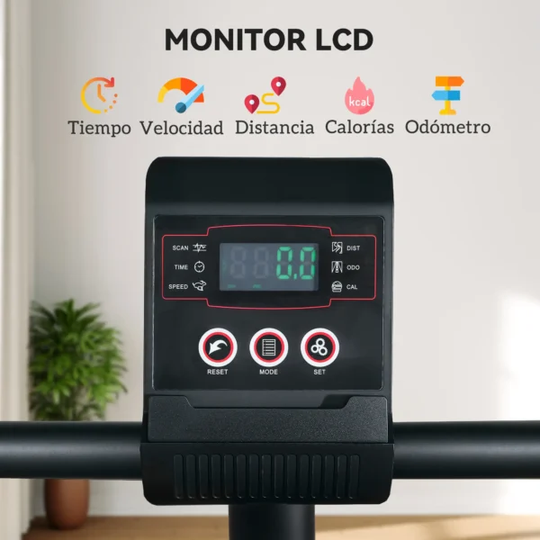 Bicicleta Estática en Casa Silenciosa con Resistencia Magnética Ajustable y Pantalla LCD 103-139x61x100,5 cm Negro CON RESPALDO - Imagen 7