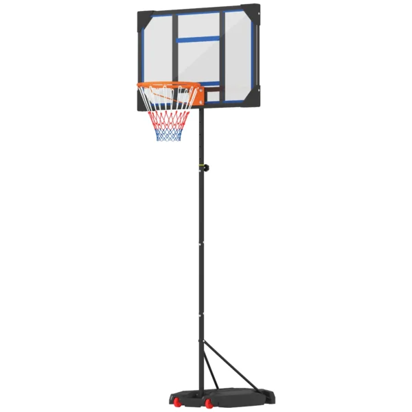 Canasta de baloncesto para niños, altura ajustable de 210-260 cm exterior e interior con ruedas, base de contrapeso, azul - Imagen 3