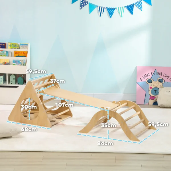 Escalada para Niños de 18-48 Meses 8 en 1 con Rampa Escalera de Arco y Bolsa de Arena 175x59,5x60 cm Natural - Imagen 9