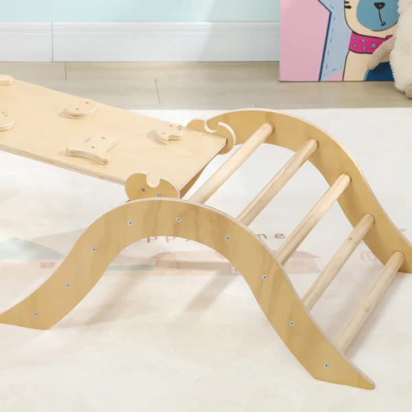 Escalada para Niños de 18-48 Meses 8 en 1 con Rampa Escalera de Arco y Bolsa de Arena 175x59,5x60 cm Natural - Imagen 4