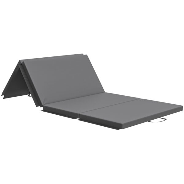 Tapete de gimnasia yoga pilates fitness plegable en 4 con asas revestimiento sintético 180 x 80 x 5 cm gris