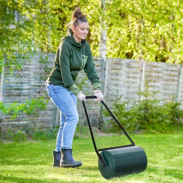 Rodillo para Césped de 30L Relleno de Arena o Agua con Mango en U para Jardín Granja Verde Oscuro - Imagen 10