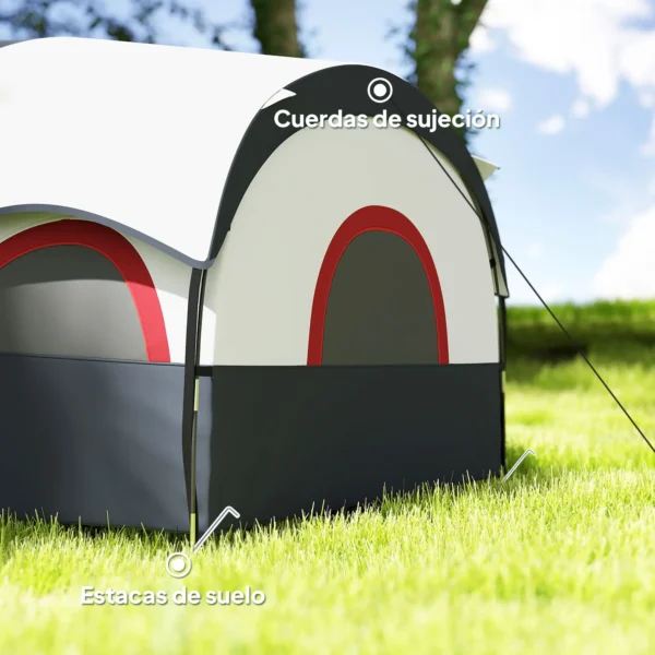 Tienda de Campaña Familiar para 4-6 Personas Impermeable con Dormitorios Independientes 435x251x195 cm Gris y Blanco - Imagen 5