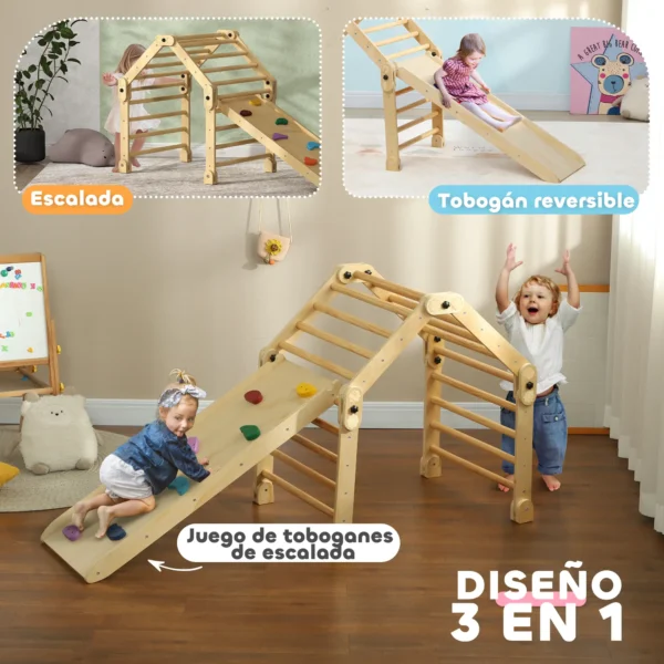 Escalada para Niños de 18-48 Meses 3 en 1 con Rampa para Deslizarse o Escalar 175x70x89 cm Multicolor 5 - Imagen 8