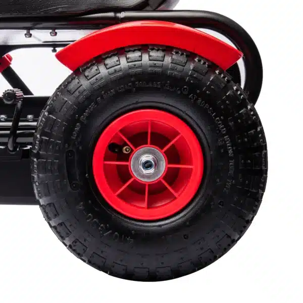 Go Kart a Pedales para Niños con Asiento Ajustable Neumáticos de Goma Freno de Mano Carga 50 kg 121x58x61 cm Rojo - Imagen 9
