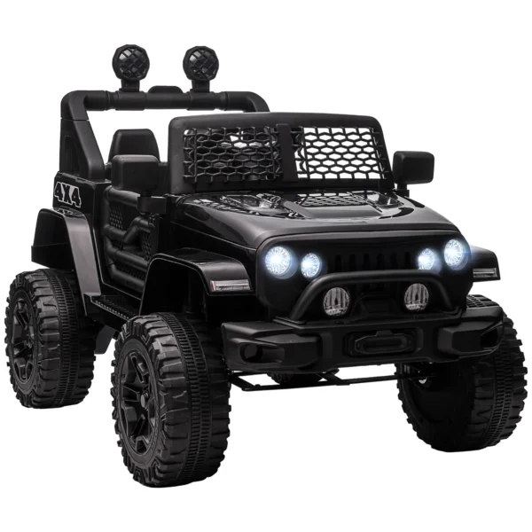 Coche eléctrico 4x4 para niños 12V con control remoto, luces y claxon - 3-6 años - negro